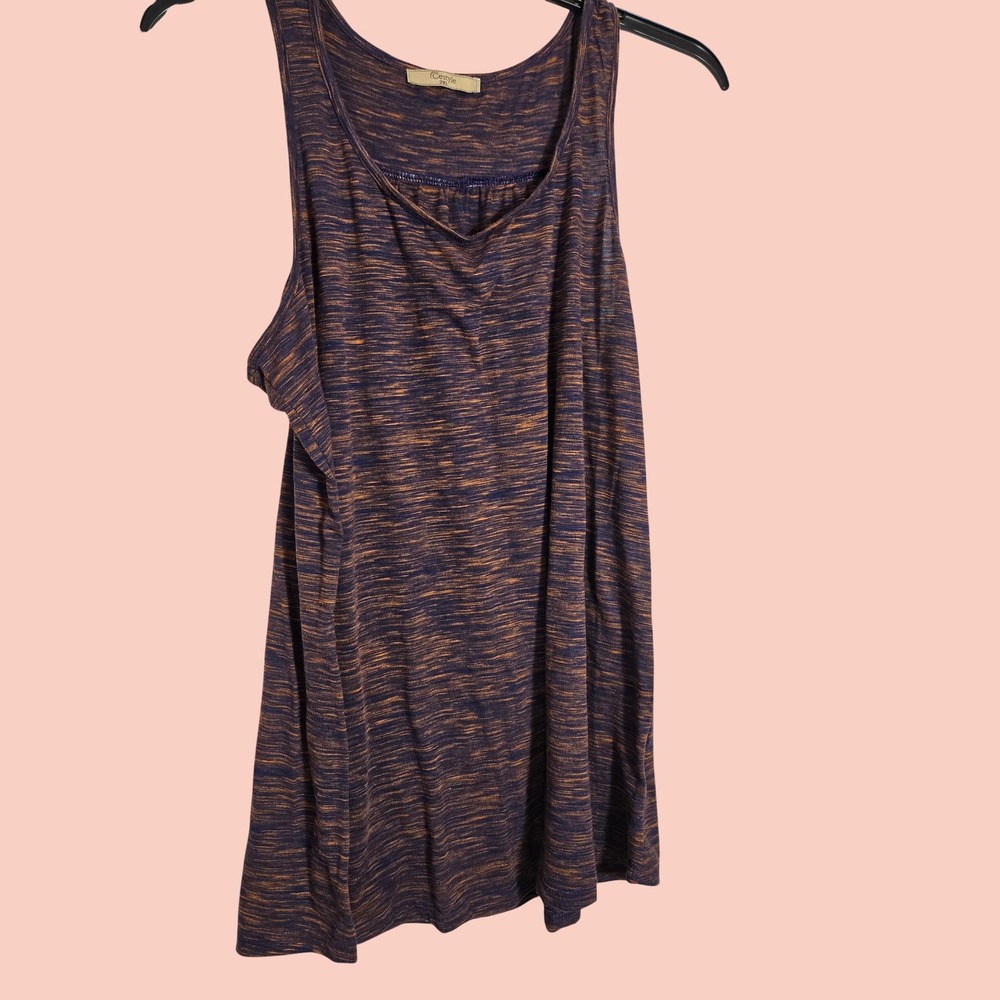 Cestyle Womens 2XL Space Dye Tank Top Purple Orange Heathered Sleeveless Knit